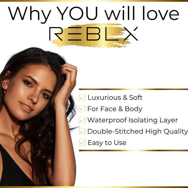 Why you will love REBLX Applicator Mitt. Luxurious and soft, for face and body, waterproof isolating layer, double-stitched high quality and easy to use