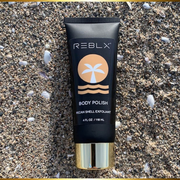 REBLX Exfoliating Body Polish Scrub for self-tanning, spray tanning, bronzing.